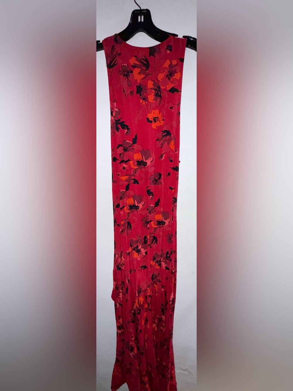 Band of Gypsies Red Floral Handkerchief Maxi Dress Large